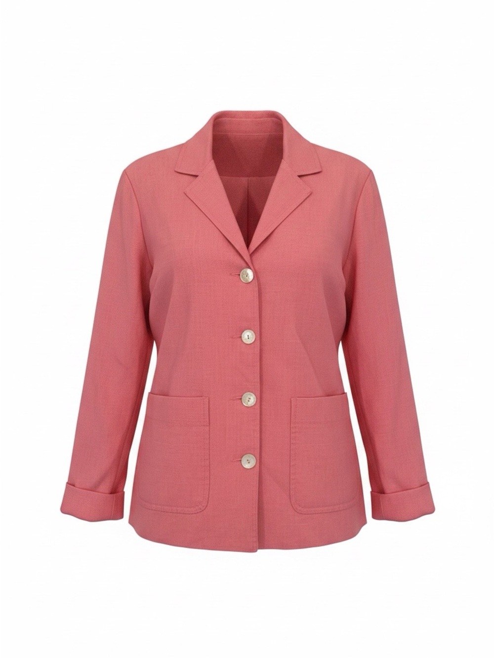 Vintage Appleseed's Coral Pink Notch-Lapel Button Blazer-6P-business-party-Y2K